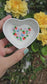 Hand painted Chicken and Strawberries Heart Trinket Tray