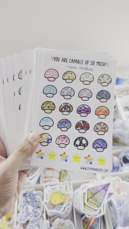 Mini Mushies Mushroom Vinyl Sticker Sheet (4x6")