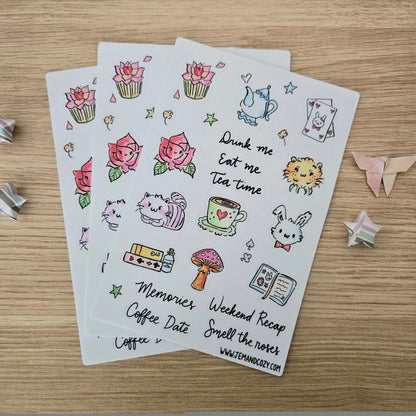 Journaling in Wonderland Vinyl Sticker Sheet (4x6")