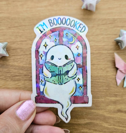 I'm Boooooked Holo Vinyl Sticker