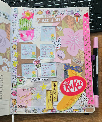 Journaling in Wonderland Vinyl Sticker Sheet (4x6")