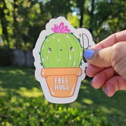 Free Hugs Cactus Rainbow Decal Suncatcher