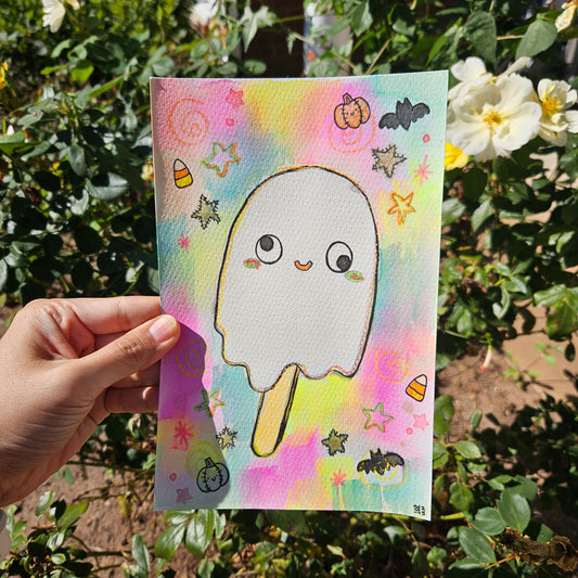 Spooky Ghosticle Watercolor Original Art