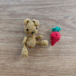 Imperfect Micro Crochet Teddy Bear and Strawberry