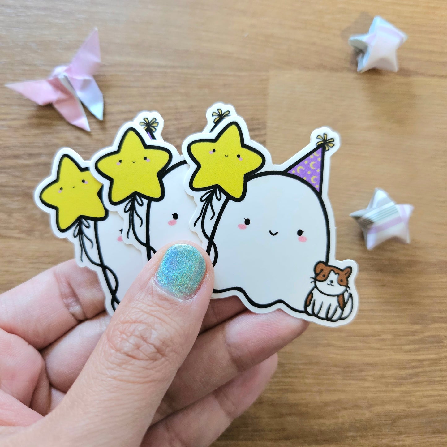 Star Balloon Safi Birthday Ghost Vinyl Sticker (4th Anniversary)