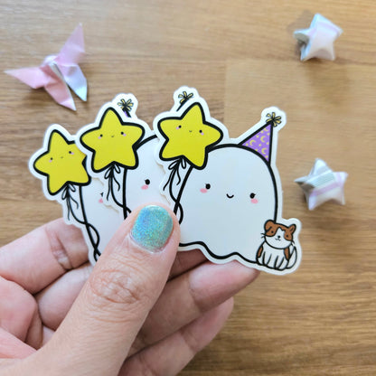Star Balloon Safi Birthday Ghost Vinyl Sticker (4th Anniversary)