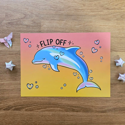 Flip Off Dolphin Art Print(5x7")