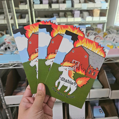 Stable? How About Neigh! Post Card Art Print(4x6")