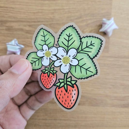 Baby Strawberries Clear Vinyl  Sticker