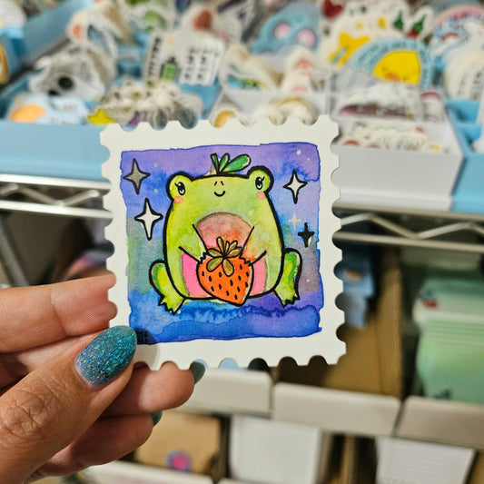 Starry Frog Stamp Watercolor Sticker