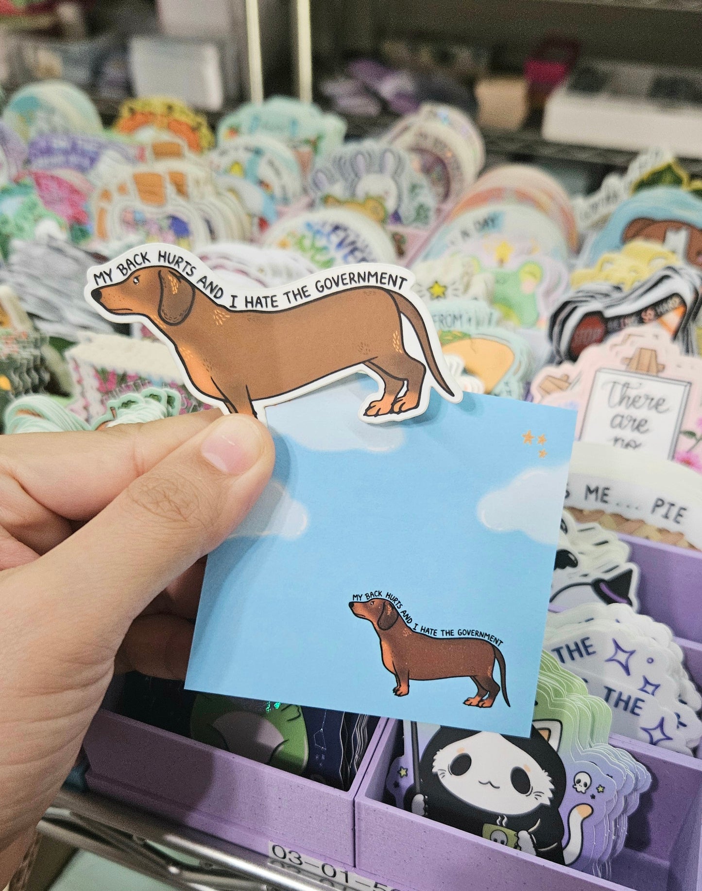 My Back Hurts and I Hate the Government Dachshund Vinyl Sticker