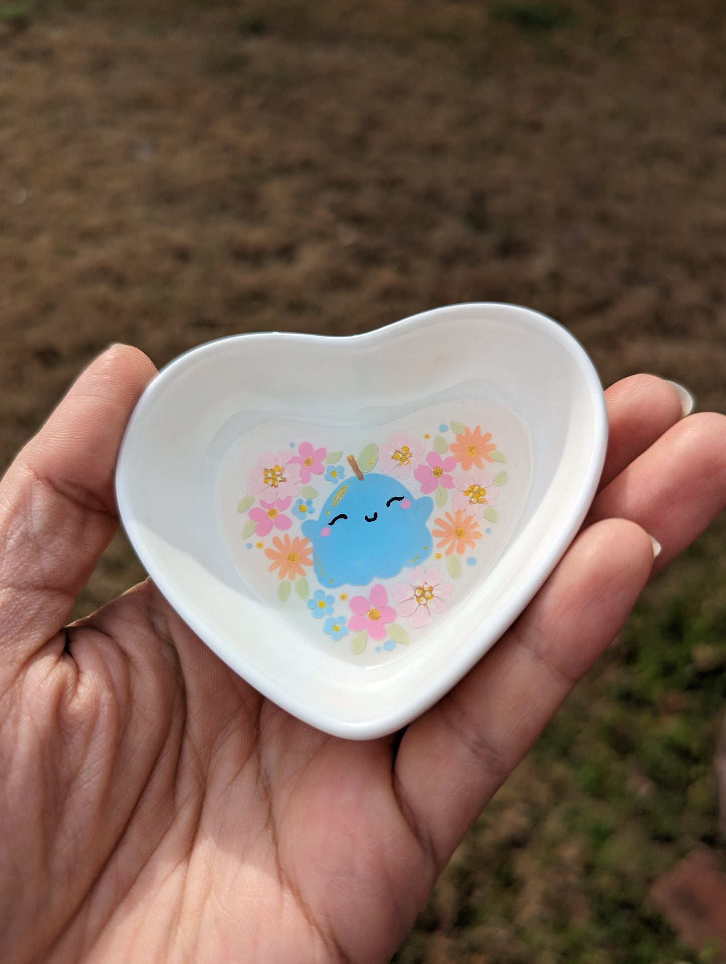 Booberry Hand painted Heart Trinket Tray
