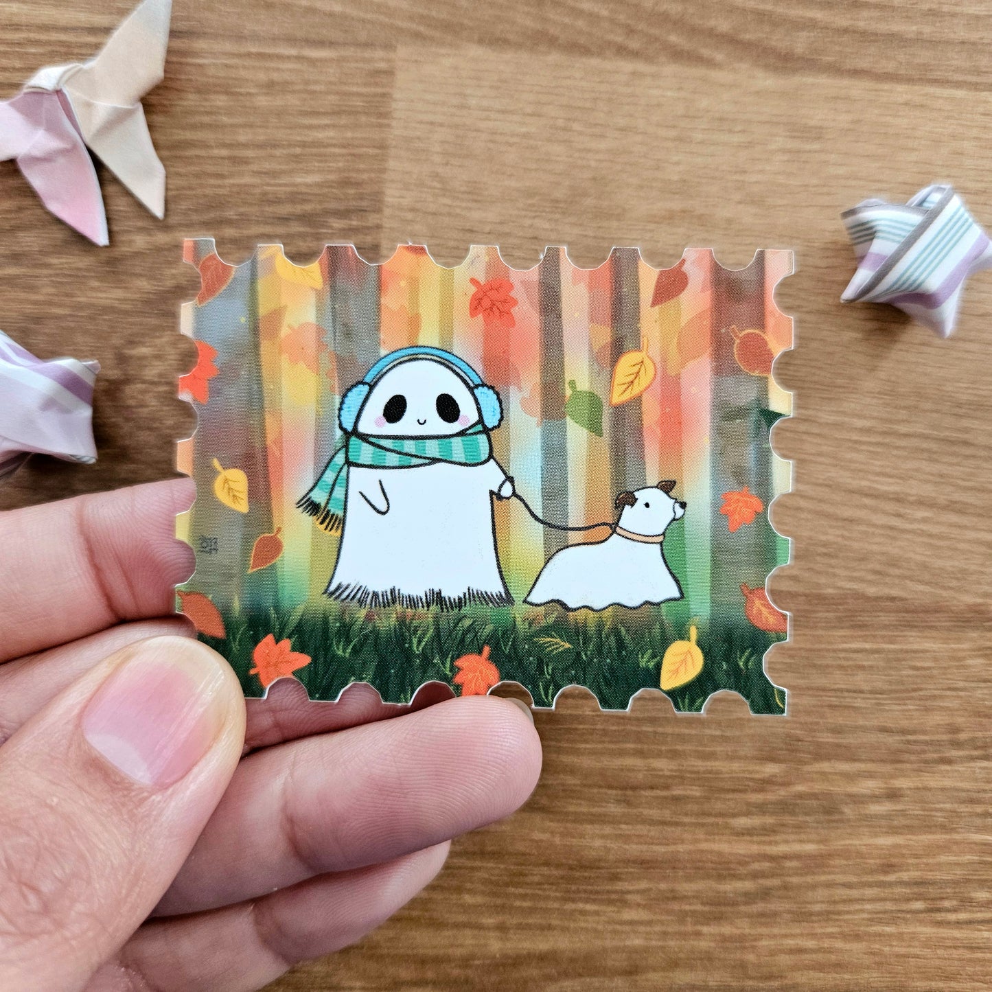 Autumn Walkies Stamp Vinyl Sticker