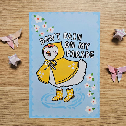 Don't Rain on my Parade Chicken Art Post Card (4x6")