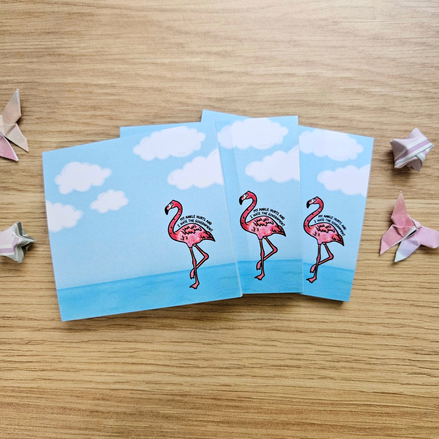 My Ankle Hurts and I Hate the Government Flamingo Sticky Notes