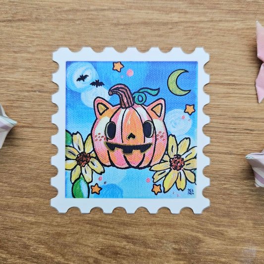 Cat-o'-lantern Stamp Acrylic Vinyl Sticker