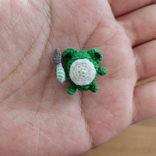 Micro Crochet Baby Frog with Knife