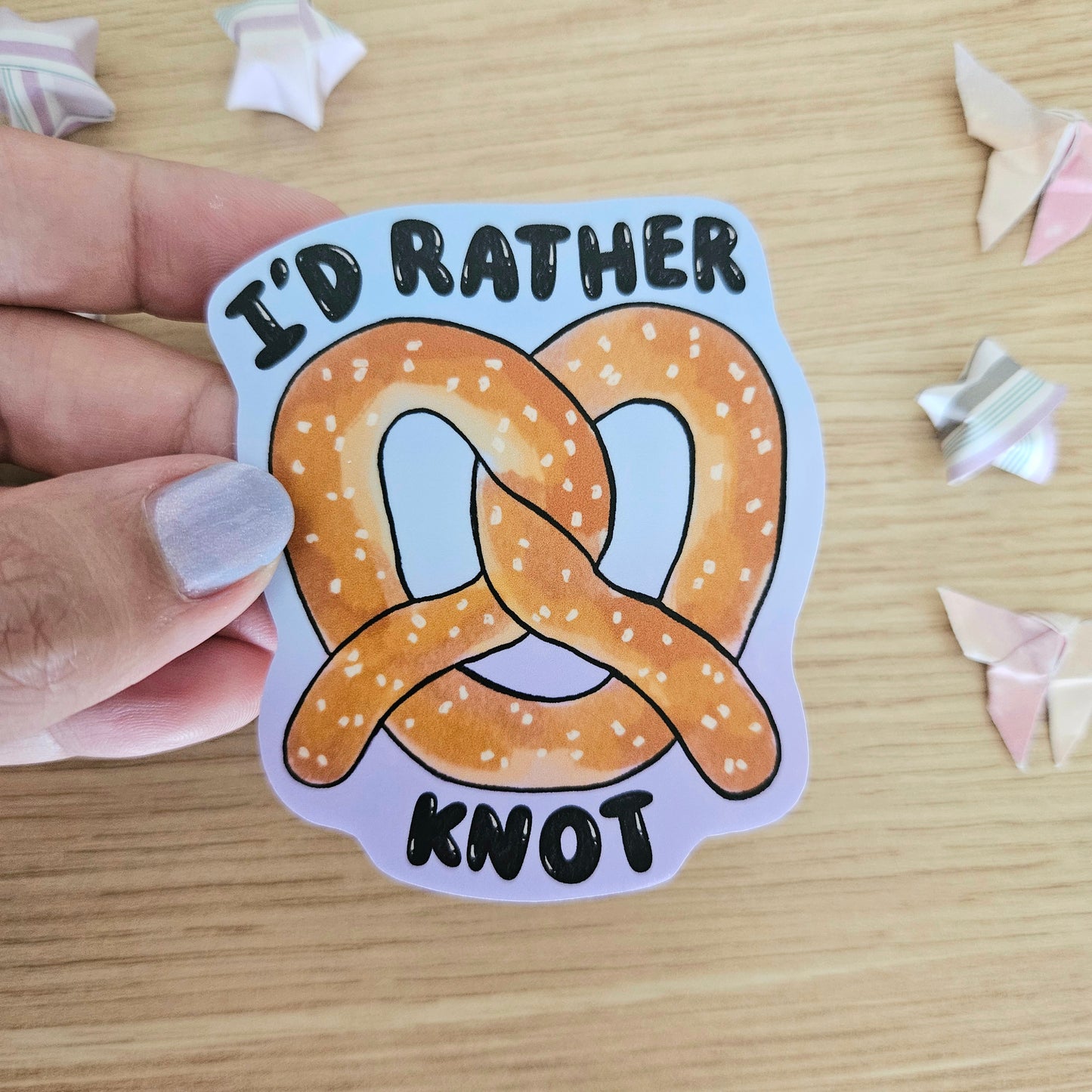 I'd Rather Knot Pretzel Vinyl Sticker