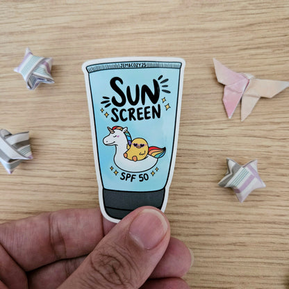 Duck Sun Screen Clear Vinyl Sticker (August Order Sticker Freebie!)