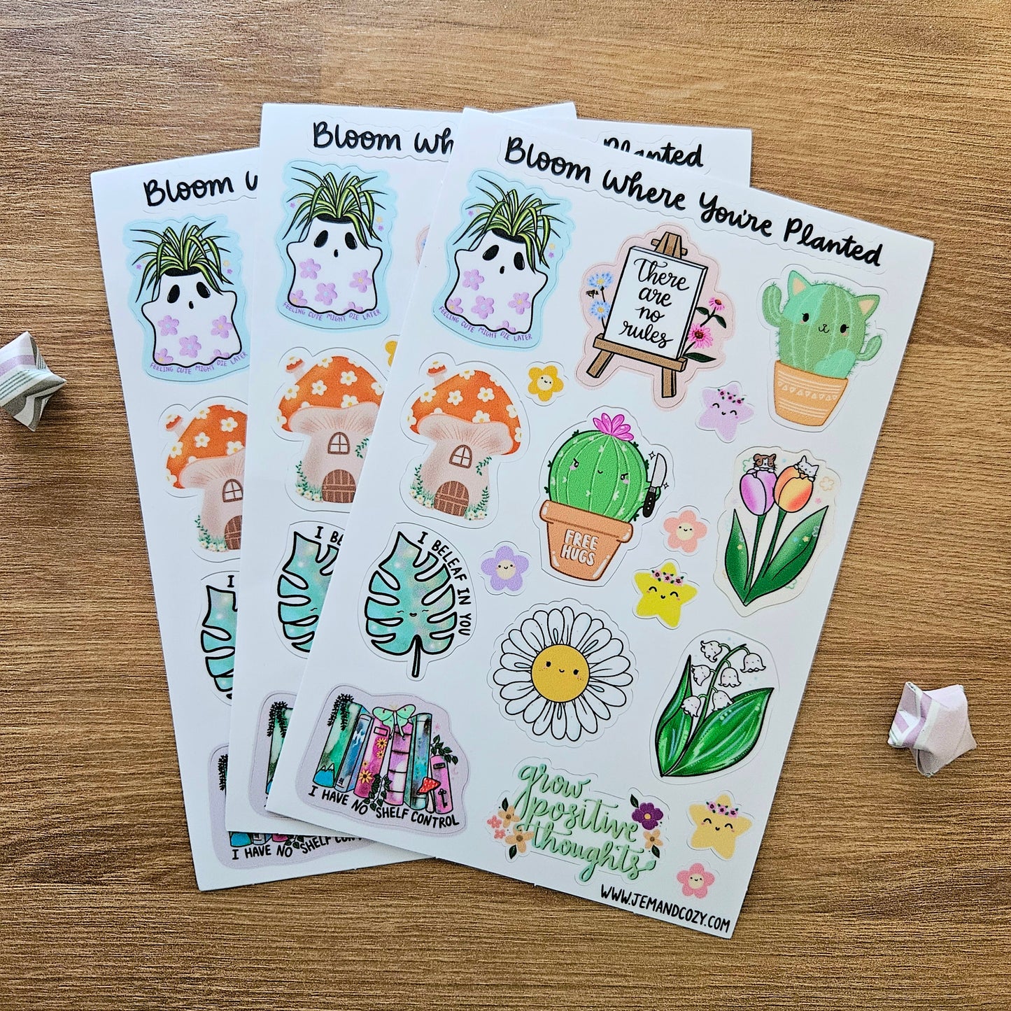 Bloom Where You're Planted Floral Vinyl Sticker Sheet (4x6")