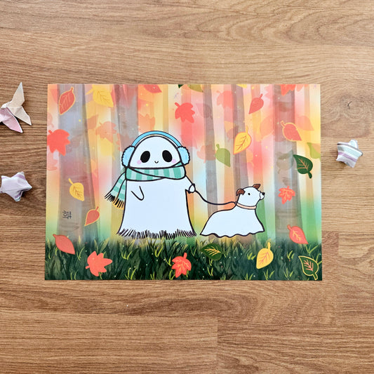 Autumn Walkies Art Print(5x7")