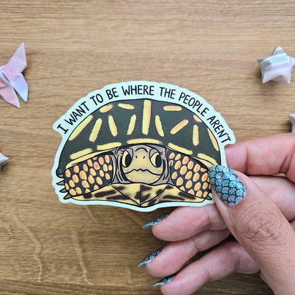 I Want to be Where the People Aren't Box Turtle Vinyl Sticker