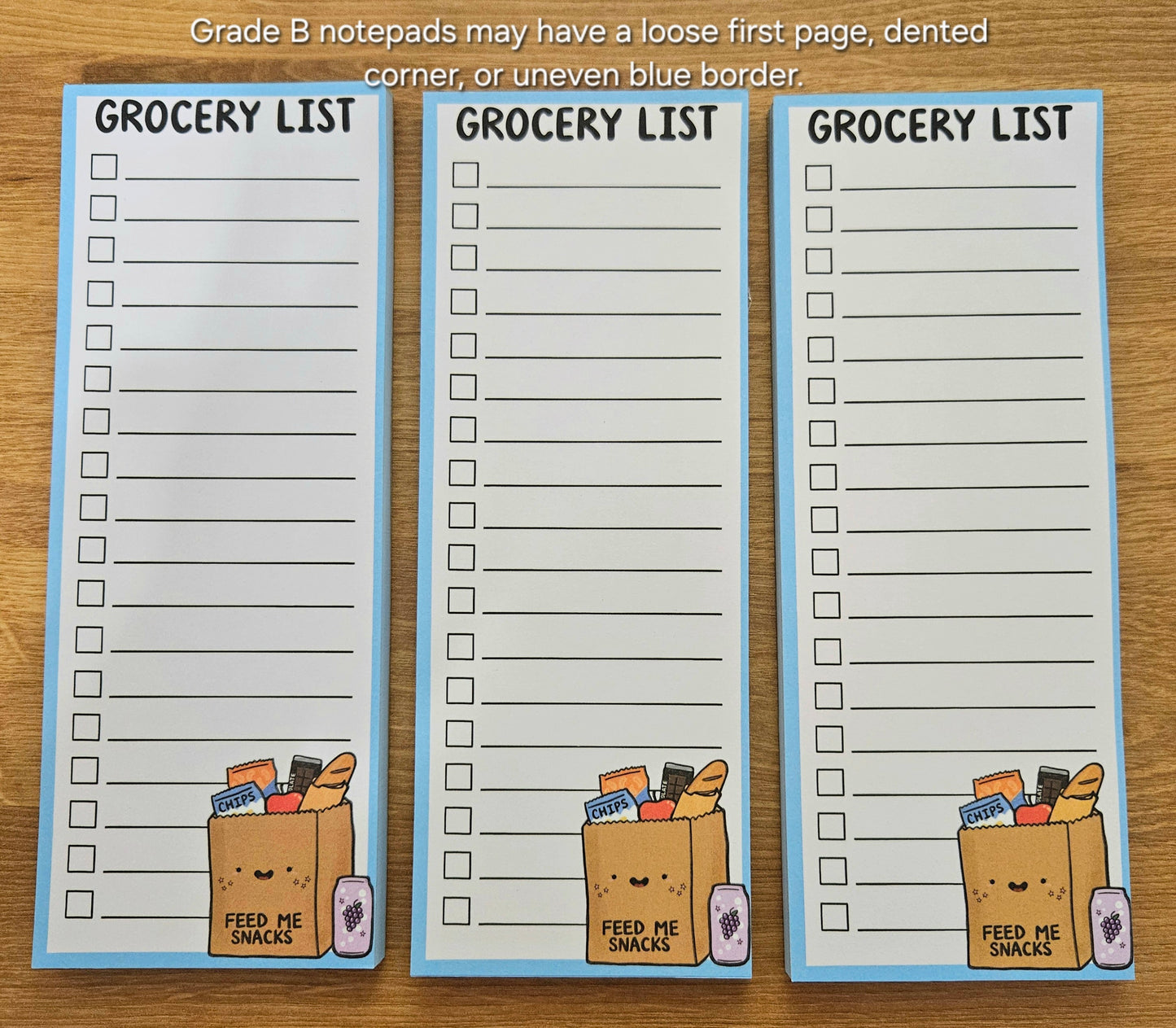 Feed Me Snacks Grocery Checklist Notepad