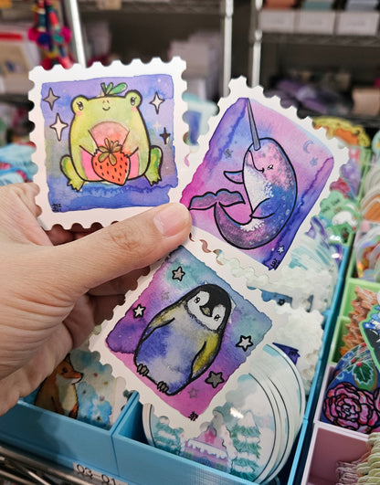 Starry Frog Stamp Watercolor Sticker