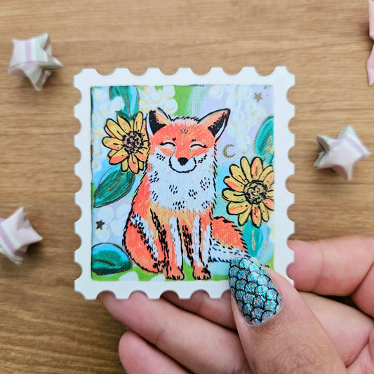 Smiling Fox Stamp Acrylic Vinyl Sticker