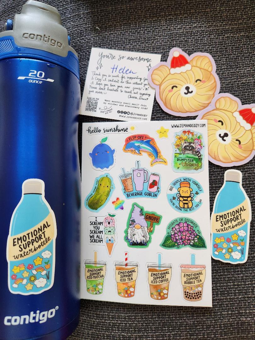 Emotional Support Waterbottle Vinyl Sticker