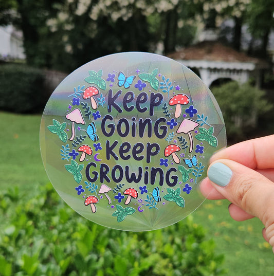 Keep Going Keep Growing Rainbow Decal Suncatcher