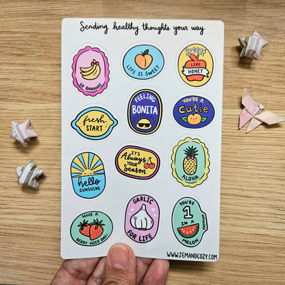 Produce Fruit Labels Sticker Sheet (4x6")
