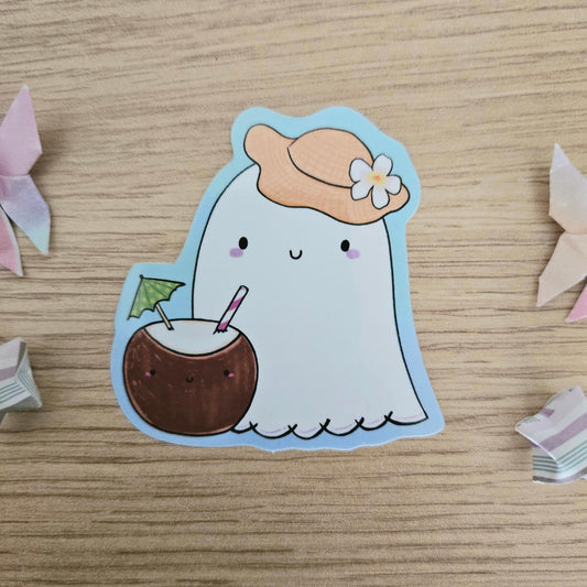 Vacation Ghostie Vinyl Sticker (July Order Sticker Freebie!)