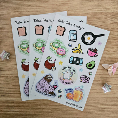 Relax. Take it Easy Bed and Breakfast Sticker Sheet (4x6")