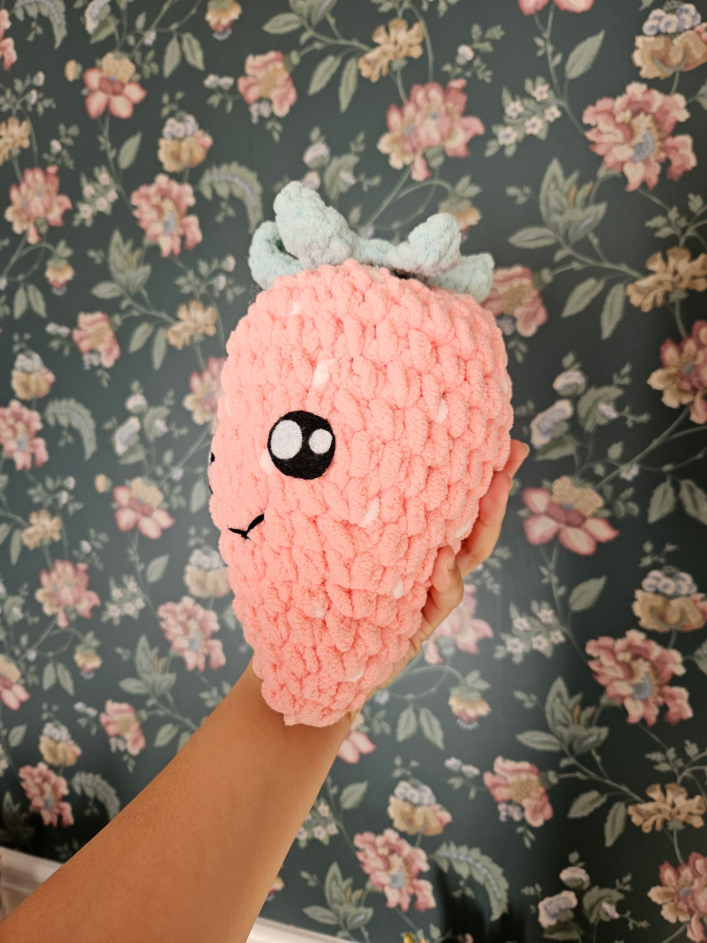 Baby Pink Strawberry Amigurumi Plush