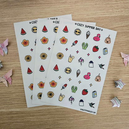 Cozy Summer Day Clear Vinyl Deco Sticker Sheet (4x6")