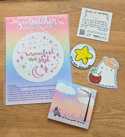 Manifest That Shit Rainbow Decal Suncatcher
