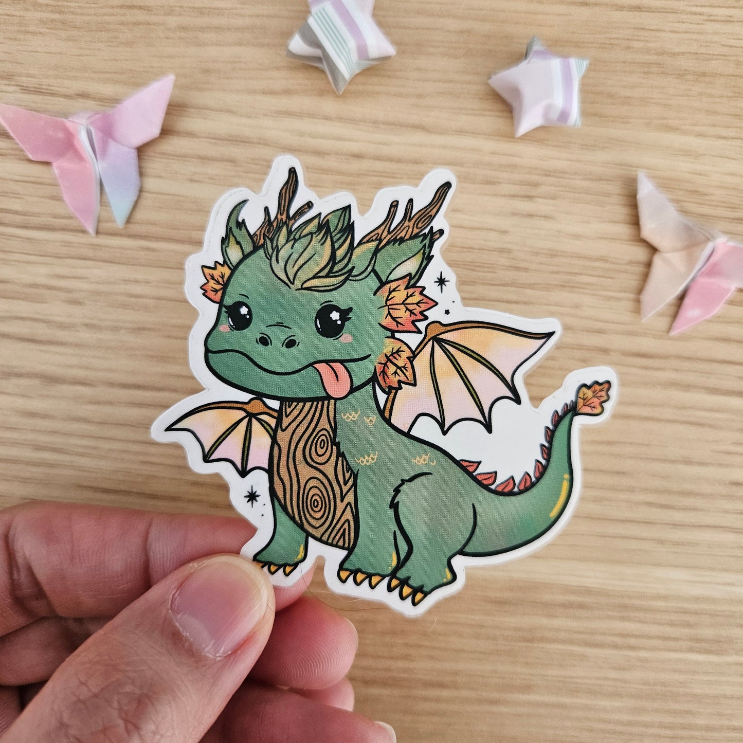 Wood Dragon Clear Vinyl Sticker