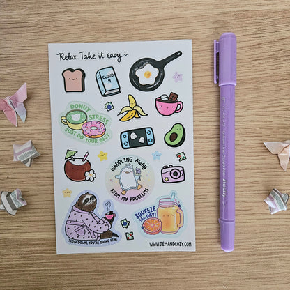 Relax. Take it Easy Bed and Breakfast Sticker Sheet (4x6")