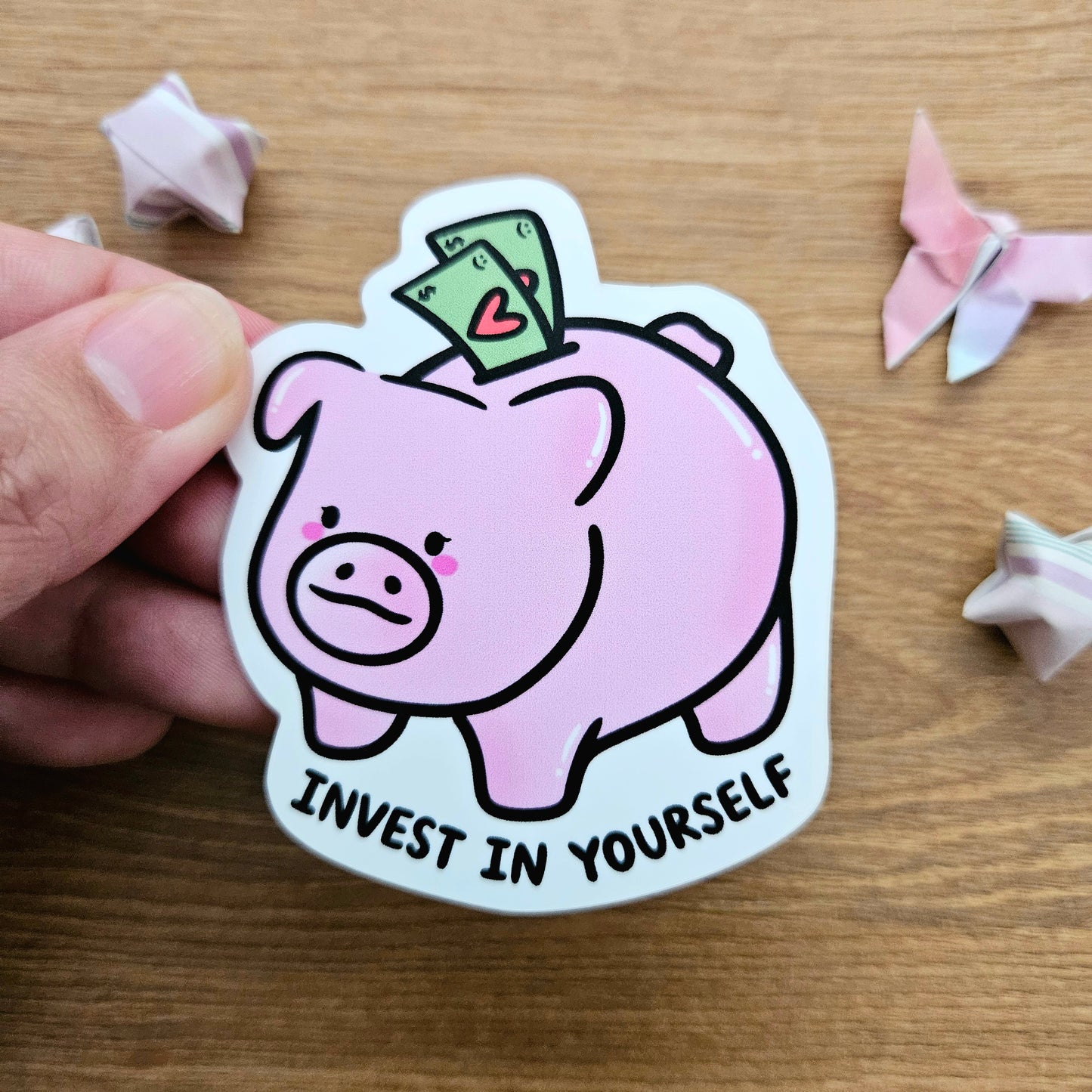Invest in Yourself Piggy Bank Vinyl Sticker