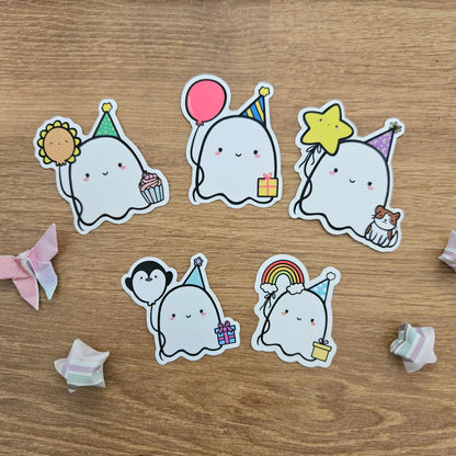 Penguin Balloon Birthday Ghost Vinyl Sticker (5th Anniversary)