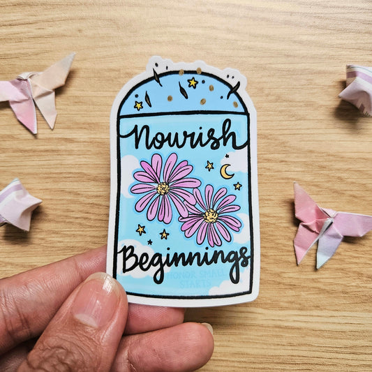 Nourish Beginnings Aster Seed Packet Vinyl Sticker (April Order Freebie Sticker)