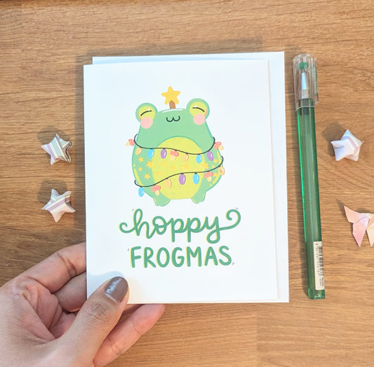 Hoppy Frogmas Blank Greeting Card