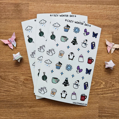 Cozy Winter Day Clear Vinyl Deco Sticker Sheet (4x6")