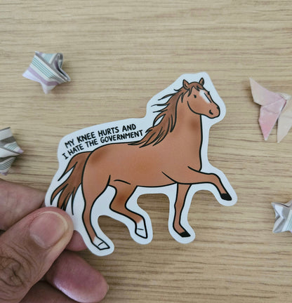 My Knee Hurts and I Hate the Government Horse Vinyl Sticker