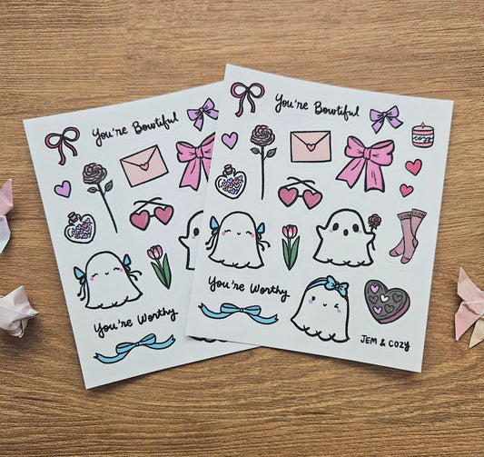 Bowtiful Ghostie Journal Sticker Sheet