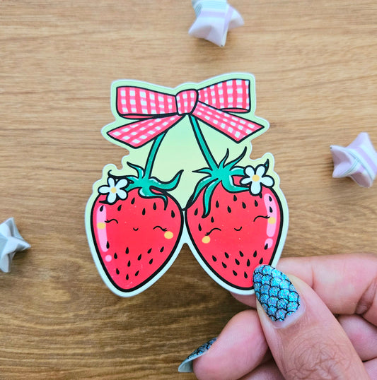 Picnic Strawberries Vinyl Sticker (August Order Freebie Sticker)