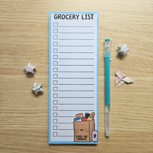 Feed Me Snacks Grocery Checklist Notepad