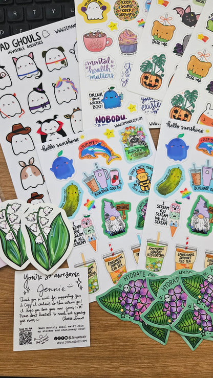 Spooky Mini Stickers Vinyl Sticker Sheet (4x6")