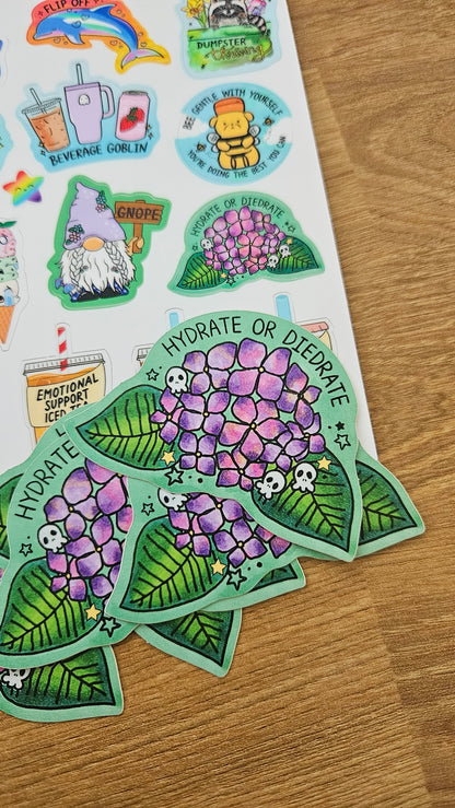 Hydrate or Diedrate Hydrangea Vinyl Sticker